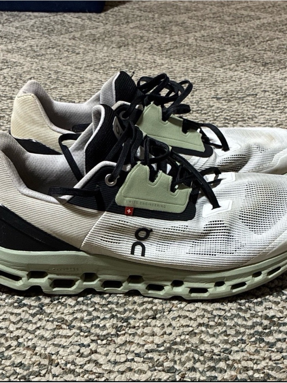 On Running Men's Cloudnova Sneakers in White & Light Green